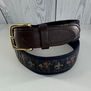Vintage Vineyard Vines Mens Unisex Belt 30 Kentucky Derby Leather Canvas Horses
